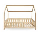 Dubi - lit cabane pour enfant 80 x 160 cm naturel avec sommier et barrières Dubi - lit cabane pour enfant 80 x 160 cm naturel avec sommier et barrières