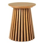Dublin - table d'appoint ronde pied central relief mdf placage chne clair