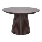 Dublin - table extensible ronde pied central relief mdf placage chne fum
