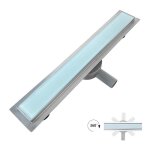 Duka caniveau de douche l. 50 cm verre blanc inox siphon rotatif 360� stop - odeur drainage performant ...