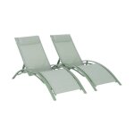Duo de bains de soleil aluminium vert de gris - transats aluminium et textil�ne
