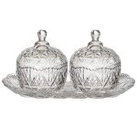 Duo de bonbonni�res sur plateau en verre 145cl - envia