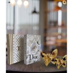 Le duo lgant de la maison nariba lv & d?or livre dcoratif coffret de 2 & poyamum objet papillon dcoratif ...