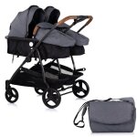 Duo smart poussette jumeaux ou enfants rapprochs largeur 79 cm gris sans cosy