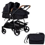 Duo smart poussette jumeaux ou enfants rapprochs largeur 79 cm noir sans cosy