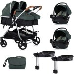 Duo smart poussette jumeaux ou enfants rapprochs largeur 79 cm vert + 2 cosy i - size vert avec base ...