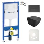 Duofix basic �l�ment de b�ti - support + wc suspendu onil noir sans rebord + plaque de commande delta ...