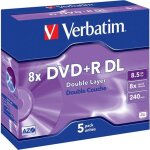 Dvd + r double couche verbatim - 8x - 8. 5 go - 240 minutes - pack de 5