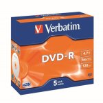 Dvd - r verbatim - pack de 5 - 16x - 4. 7 go - botier crystal