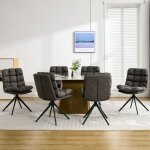 Dyhom chaises de salle  manger lot de 6 chaises rembourres en tissu chaises de cuisine pivotantes grises ...