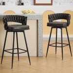 Dyhome lot de 2 tabourets de bar de cuisine avec dossier et repose - pieds tisss tabouret de bar pivotant ...