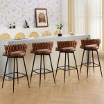 Dyhome lot de 4 tabourets de bar de cuisine avec dossier et repose - pieds tiss�s tabouret de bar pivotant ...