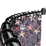 Dyhome barre de rideau de douche rglable et flexible  installer par perage (noir)