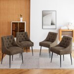 Dyhome chaises de salle  manger lot de 4 avec pieds en mtal noir chaises de cuisine modernes en pu ...