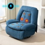 Dyhome fauteuil pivotant lectrique commande vocale avec fonctions chauffage et massage bleu