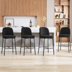 Dyhome tabouret de cuisine set de 4 avec dossier et repose - pieds tabourets de cuisine en tissu hauteur ...
