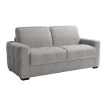Dylane - canapé 3 places convertible rapido tissu capitonné gris clair matelas 22 cm Dylane - canapé 3 places convertible rapido tissu capitonné gris clair matelas 22 cm