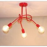 E27 lustre plafonnier industriel - 3 têtes vintage lampe de plafond en métal rouge pour salon chambre ... E27 lustre plafonnier industriel - 3 têtes vintage lampe de plafond en métal rouge pour salon chambre ...