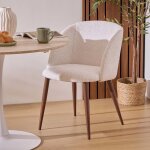 Eazy living bouclette chaise de salle  manger sandrine blanc