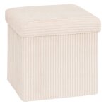 Eazy living velours c�tel� pouf + bo�te de rangement calie blanc