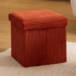 Eazy living velours c�tel� pouf + bo�te de rangement rouge