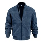 Ecelen blouson homme en daim synthtique ? veste zippe col montant style dcontract automne - bleu ...