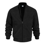 Ecelen blouson homme en daim synthtique ? veste zippe col montant style dcontract automne - noir