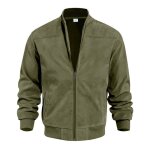 Ecelen blouson homme en daim synthtique ? veste zippe col montant style dcontract automne - vert ...