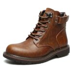 Ecelen bottines homme type martin ? bottes hautes antidrapantes style workwear ? marron doublure en ...