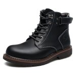 Ecelen bottines homme type martin ? bottes hautes antidrapantes style workwear ? noir doublure en cuir ...