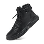 Ecelen bottines homme type martin ? talon moyen rtro ? bottes courtes dcontractes ? noir