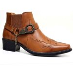 Ecelen bottines homme type martin ? talon moyen style rtro ? bottes courtes dcontractes ? marron