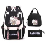 Ecelen - cartable enfant labubu 3 pices ? sac  dos oxford + sac repas + trousse ? lve mignon cole ...