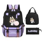Ecelen - cartable enfant labubu 3 pices ? sac  dos oxford + sac repas + trousse ? lve mignon cole ...