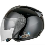 Ecelen casque moto bluetooth 5. 0 ? demi - jet avec ventilation et protection solaire ? 3000mah - noir ...