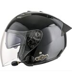 Ecelen casque moto bluetooth 5. 0 ? demi - jet avec ventilation et protection solaire ? 3000mah - noir ...