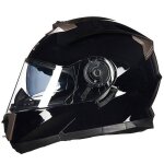 Ecelen casque de moto à couverture complète casque de moto à double lentille - noir brillant Ecelen casque de moto à couverture complète casque de moto à double lentille - noir brillant