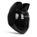 Ecelen - casque moto intgral oreilles de chat - matriau abs - oreilles amovibles - chat noir