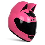Ecelen - casque moto intgral oreilles de chat - matriau abs - oreilles amovibles - chat rose