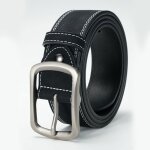Ecelen ceinture homme 38 cm en cuir véritable avec boucle ardillon - boucle noire Ecelen ceinture homme 38 cm en cuir véritable avec boucle ardillon - boucle noire