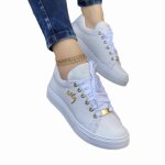 Ecelen chaussures femme grande taille - baskets mode creuses  bout rond et semelle paisse - blanc