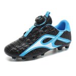 Ecelen chaussures de football enfant respirantes ? fermeture rotative ? crampons longs ? noir et bleu ...