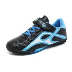 Ecelen chaussures de football enfant respirantes ? fermeture  scratch ? crampons courts ? noir et bleu ...