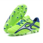 Ecelen chaussures de football enfant respirantes ? fermeture  scratch ? crampons longs ? vert fluo