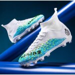 Ecelen chaussures de football homme ? hautes avec chaussette ? crampons longs ? blanc