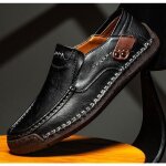Ecelen chaussures richelieu décontractées homme ? mocassins à enfiler ? couture à la main ? noir Ecelen chaussures richelieu décontractées homme ? mocassins à enfiler ? couture à la main ? noir
