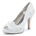 Ecelen chaussures  talons ouverts blanches lgantes pour femme ? chaussures de mariage et de soire ...