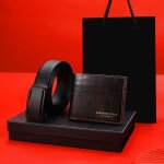 Ecelen coffret cadeau ceinture + portefeuille ceinture en cuir véritable pour homme - boucle noire + ... Ecelen coffret cadeau ceinture + portefeuille ceinture en cuir véritable pour homme - boucle noire + ...