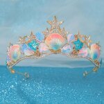 Ecelen couronne coquillage sirne?diadme princesse mermaid avec toilesstrass et perles?accessoire anniversai ...