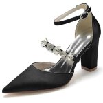 Ecelen escarpins femme  bout pointu ? talons pais avec strass ? chaussures de mariage et soire ? noir ...